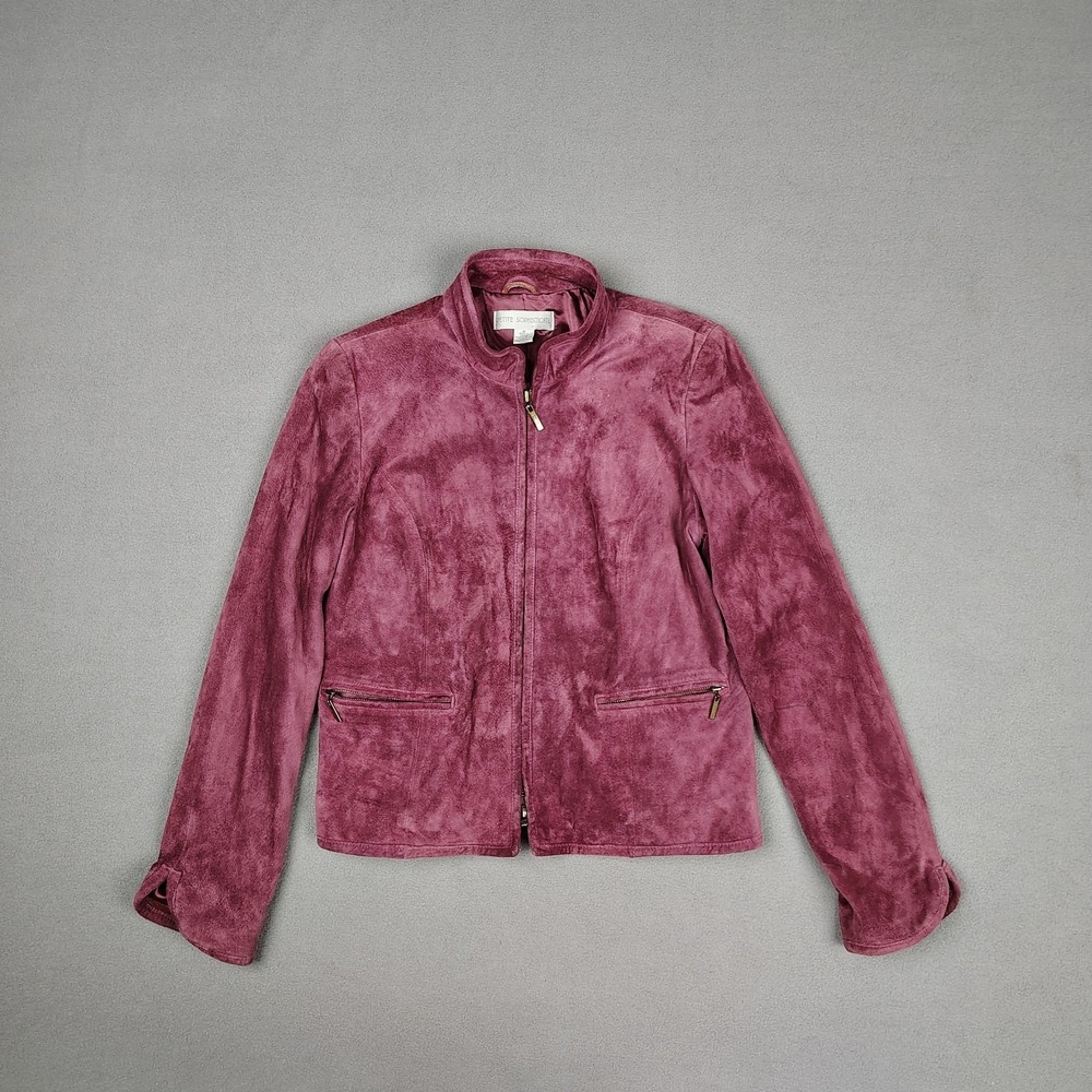 Petite Sophisticate Suede Leather Jacket Women Small‎ Merlot Full Zip Lined